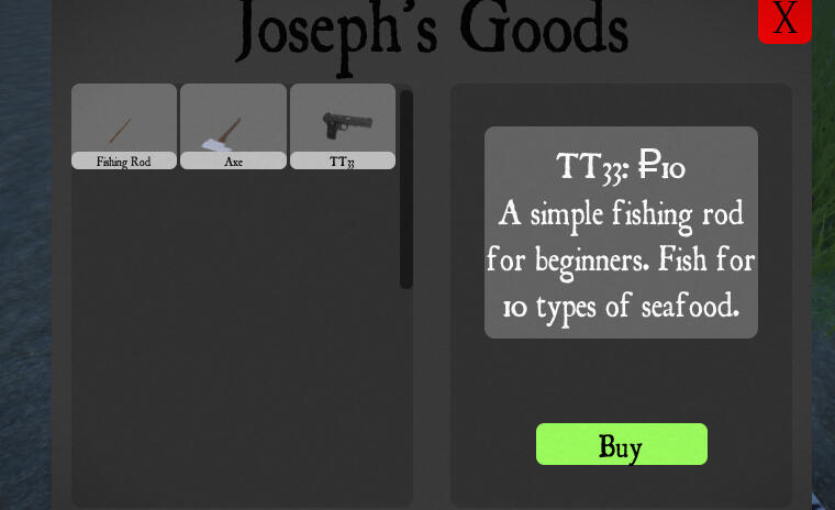 A modular shop system with spinning icons that allows players to buy tools.